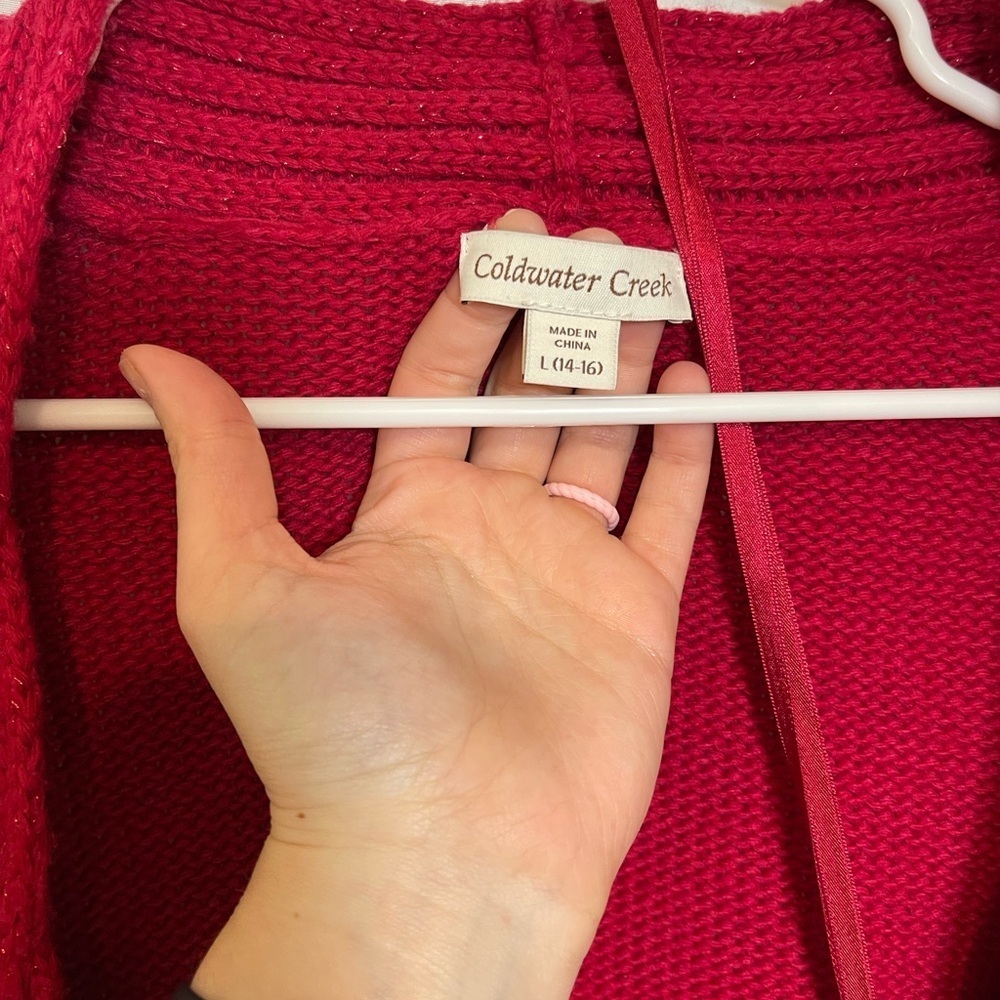Cottagecore Coldwater Creek Women's Red Cardigan - Picture 2 of 5